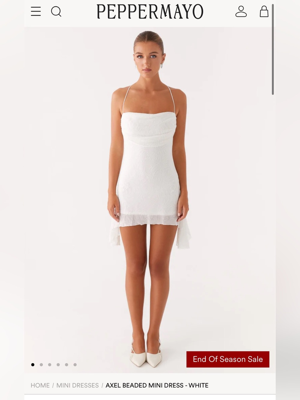 NWT Peppermayo White Beaded Strap Mini Dress
